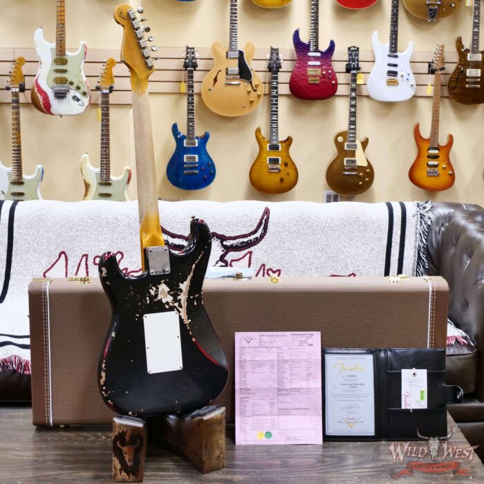 Fender Custom Shop Wild West Black Lightning Stratocaster HSS Floyd Rose Maple Fingerboard 22 Frets Heavy Relic Candy Apple Red 7.95 LBS - Image 11
