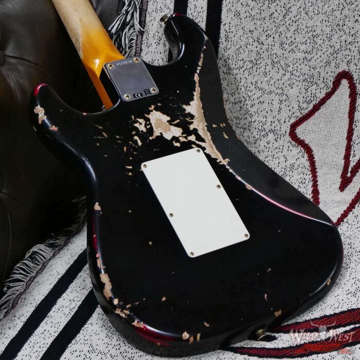Fender Custom Shop Wild West Black Lightning Stratocaster HSS Floyd Rose Maple Fingerboard 22 Frets Heavy Relic Candy Apple Red 7.95 LBS - Image 13