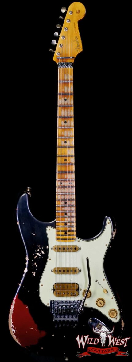 Fender Custom Shop Wild West Black Lightning Stratocaster HSS Floyd Rose Maple Fingerboard 22 Frets Heavy Relic Candy Apple Red 7.95 LBS