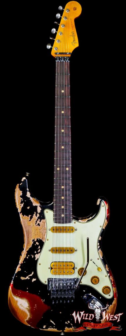 Fender Custom Shop Wild West Black Lightning Stratocaster HSS Floyd Rose Rosewood Board 22 Frets Heavy Relic Candy Apple Red