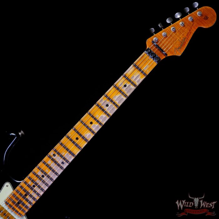 Fender Custom Shop Wild West Black Lightning Stratocaster HSS Floyd Rose Maple Board 22 Frets Heavy Relic Lake Placid Blue - Image 4