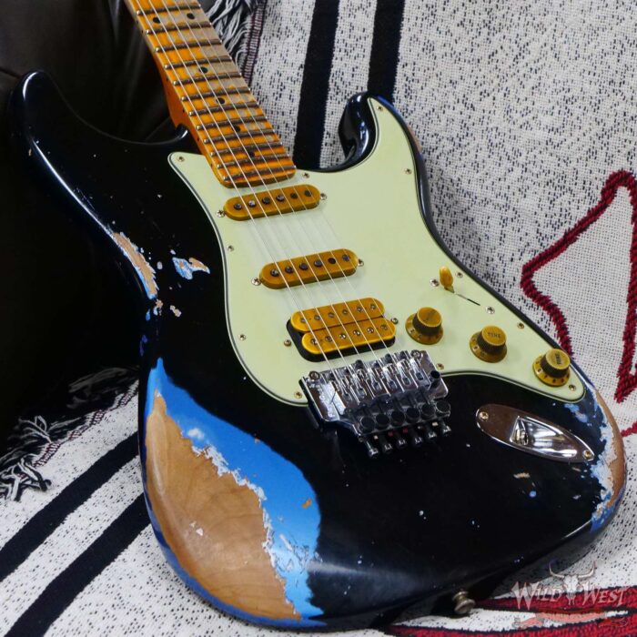 Fender Custom Shop Wild West Black Lightning Stratocaster HSS Floyd Rose Maple Board 22 Frets Heavy Relic Lake Placid Blue - Image 8