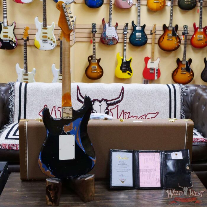 Fender Custom Shop Wild West Black Lightning Stratocaster HSS Floyd Rose Maple Board 22 Frets Heavy Relic Lake Placid Blue - Image 10