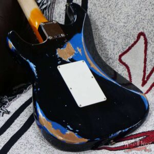 Fender Custom Shop Wild West Black Lightning Stratocaster HSS Floyd Rose Maple Board 22 Frets Heavy Relic Lake Placid Blue - Image 12