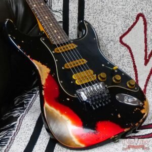 Fender Custom Shop Wild West Black Lightning Stratocaster HSS Floyd Rose Rosewood Board Black Pickguard Heavy Relic Candy Apple Red - Image 8