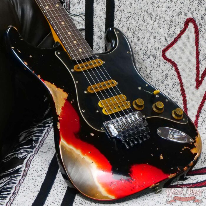 Fender Custom Shop Wild West Black Lightning Stratocaster HSS Floyd Rose Rosewood Board Black Pickguard Heavy Relic Candy Apple Red - Image 8