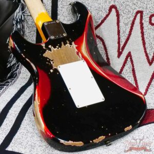 Fender Custom Shop Wild West Black Lightning Stratocaster HSS Floyd Rose Rosewood Board Black Pickguard Heavy Relic Candy Apple Red - Image 13