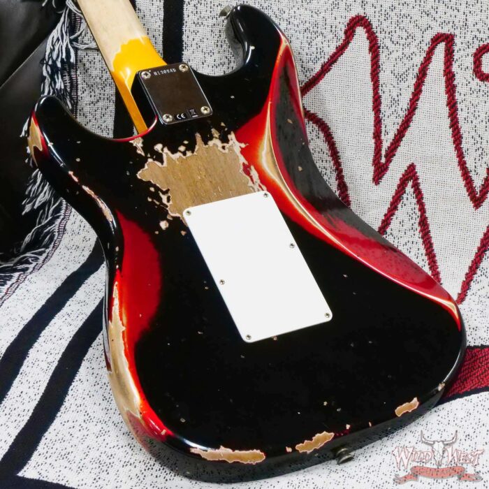 Fender Custom Shop Wild West Black Lightning Stratocaster HSS Floyd Rose Rosewood Board Black Pickguard Heavy Relic Candy Apple Red - Image 13