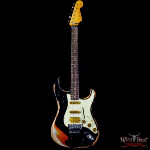 Fender Custom Shop Wild West Black Lightning Stratocaster HSS Floyd Rose Rosewood Board 22 Frets Heavy Relic Candy Tangerine - Image 3
