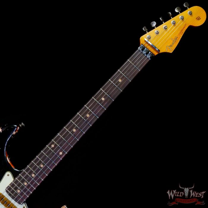 Fender Custom Shop Wild West Black Lightning Stratocaster HSS Floyd Rose Rosewood Board 22 Frets Heavy Relic Candy Tangerine - Image 4