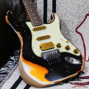 Fender Custom Shop Wild West Black Lightning Stratocaster HSS Floyd Rose Rosewood Board 22 Frets Heavy Relic Candy Tangerine - Image 8