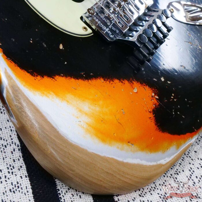 Fender Custom Shop Wild West Black Lightning Stratocaster HSS Floyd Rose Rosewood Board 22 Frets Heavy Relic Candy Tangerine - Image 9