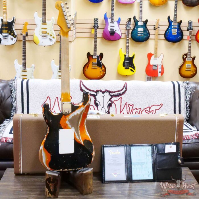 Fender Custom Shop Wild West Black Lightning Stratocaster HSS Floyd Rose Rosewood Board 22 Frets Heavy Relic Candy Tangerine - Image 10