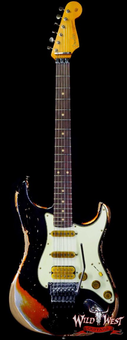 Fender Custom Shop Wild West Black Lightning Stratocaster HSS Floyd Rose Rosewood Board 22 Frets Heavy Relic Candy Tangerine