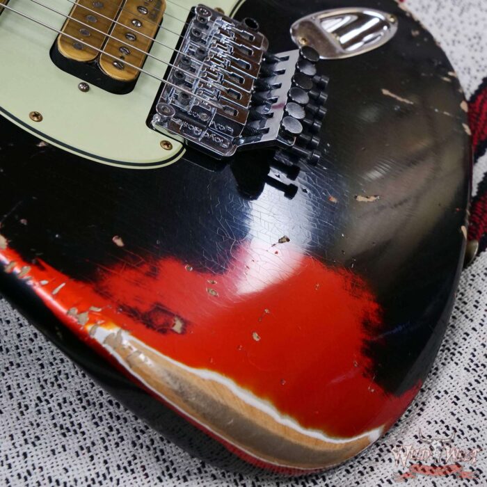 Fender Custom Shop Wild West Black Lightning Stratocaster HSS Floyd Rose Rosewood Fingerboard 22 Frets Heavy Relic Candy Tangerine 7.90 lbs - Image 9