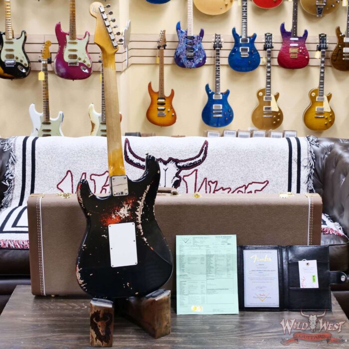 Fender Custom Shop Wild West Black Lightning Stratocaster HSS Floyd Rose Rosewood Fingerboard 22 Frets Heavy Relic Candy Tangerine 7.90 lbs - Image 10