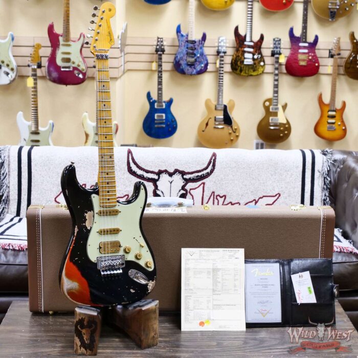 Fender Custom Shop Wild West Black Lightning Stratocaster HSS Floyd Rose Maple Fingerboard 22 Frets Heavy Relic Candy Tangerine 7.95 lbs - Image 6