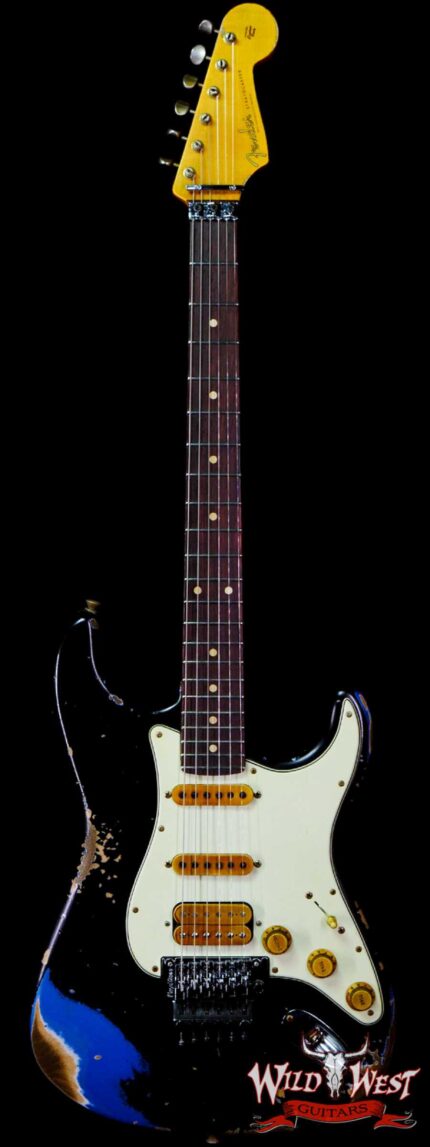 Fender Custom Shop Wild West Black Lightning Stratocaster HSS Floyd Rose Rosewood Board 22 Frets Heavy Relic Lake Placid Blue
