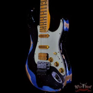 Fender Custom Shop Wild West Black Lightning Stratocaster HSS Floyd Rose Maple Board 22 Frets Heavy Relic Lake Placid Blue - Image 2