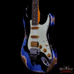 Fender Custom Shop Wild West Black Lightning Stratocaster Floyd Rose Heavy Relic Rosewood Board 22 Frets Lake Placid Blue - Image 2
