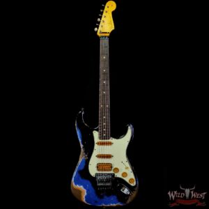 Fender Custom Shop Wild West Black Lightning Stratocaster Floyd Rose Heavy Relic Rosewood Board 22 Frets Lake Placid Blue - Image 3