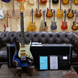 Fender Custom Shop Wild West Black Lightning Stratocaster Floyd Rose Heavy Relic Rosewood Board 22 Frets Lake Placid Blue - Image 6