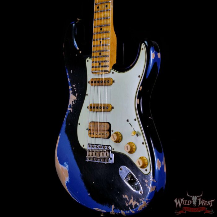 Fender Custom Shop Wild West Black Lightning 2.0 Stratocaster Maple Board 22 Frets Heavy Relic Lake Placid Blue - Image 2