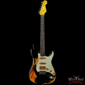 Fender Custom Shop Wild West Black Lightning 2.0 Stratocaster HSS Heavy Relic Rosewood Board 21 Frets 3 Tone Sunburst - Image 3