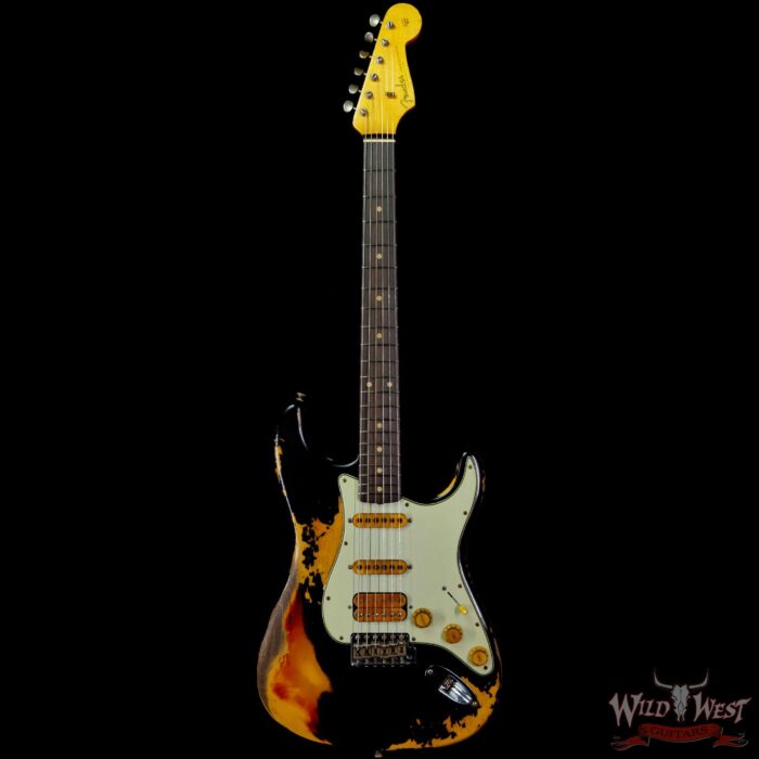 Fender Custom Shop Wild West Black Lightning 2.0 Stratocaster HSS Heavy Relic Rosewood Board 21 Frets 3 Tone Sunburst - Image 3