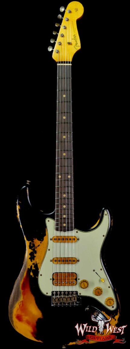 Fender Custom Shop Wild West Black Lightning 2.0 Stratocaster HSS Heavy Relic Rosewood Board 21 Frets 3 Tone Sunburst