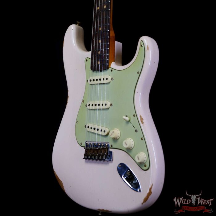Fender Custom Shop Limited Edition 1963 63’ Stratocaster Roasted Quartersawn Maple Neck Relic Super Faded Aged Shell Pink - Image 2