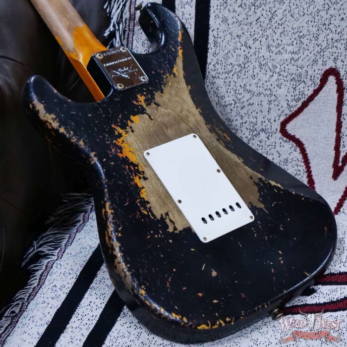 Fender Custom Shop 1959 Stratocaster Dark AAA Rosewood Board Super Heavy Relic Black over 3 Tone Sunburst 7.35 LBS - Image 12
