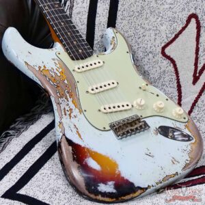 Fender Custom Shop Limited Edition 1959 Stratocaster Super Heavy Relic Sonic Blue over 3 Tone Sunburst 7.90 LBS - Image 8