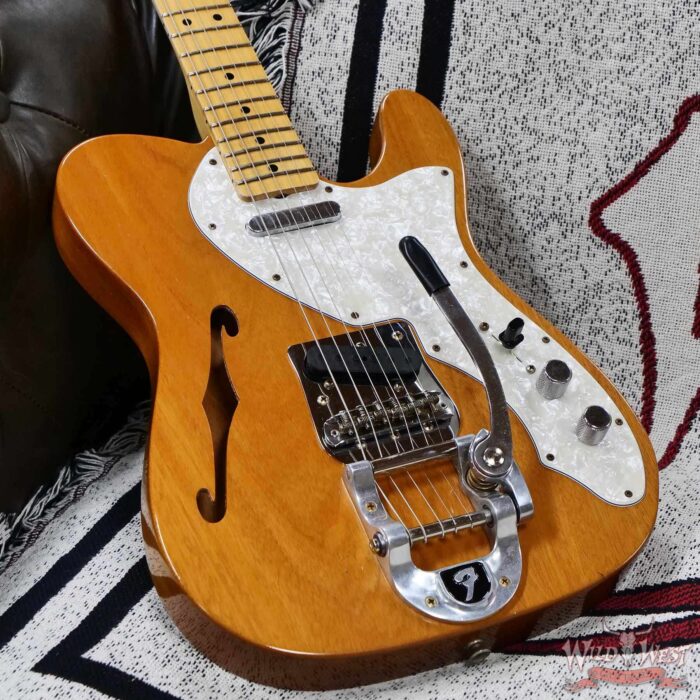 Fender Custom Shop 1968 Thinline Telecaster with Bigsby 1-Piece Kalamazoo Mahogany Body Journeyman Relic Aged Natural 6.95 lbs - Image 8
