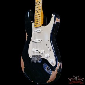 Fender Custom Shop Limited Edition 1958 Stratocaster AA Flame Maple Neck Heavy Relic Aged Black 7.75 lbs - Image 2