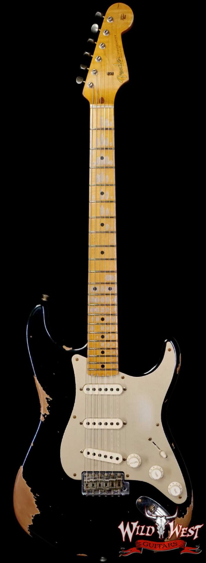 Fender Custom Shop Limited Edition 1958 Stratocaster AA Flame Maple Neck Heavy Relic Aged Black 7.75 lbs - Image 1