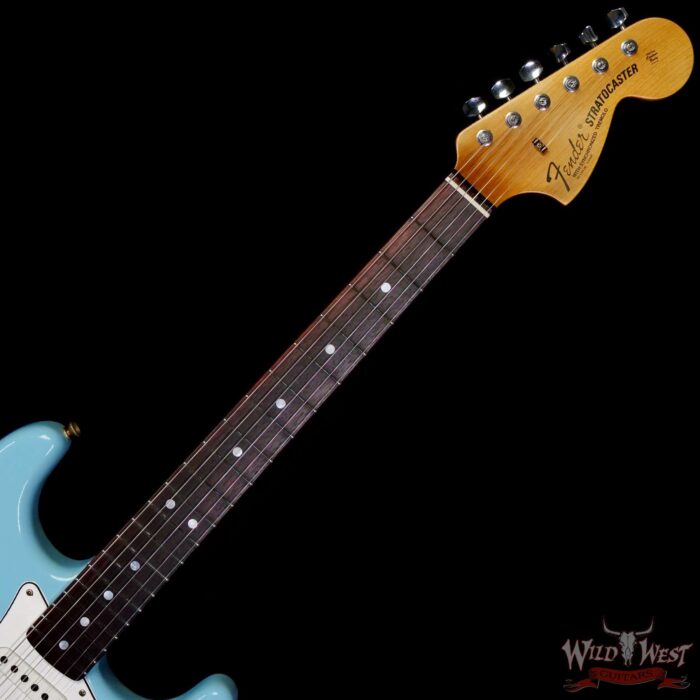 Fender Custom Shop 1969 Stratocaster Maple Neck with Rosewood Fingerboard Journeyman Relic Faded Daphne Blue 7.65 lbs - Image 4