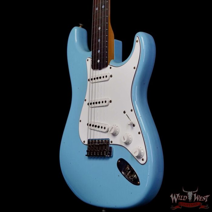 Fender Custom Shop 1969 Stratocaster Maple Neck with Rosewood Fingerboard Journeyman Relic Faded Daphne Blue 7.75 lbs - Image 2