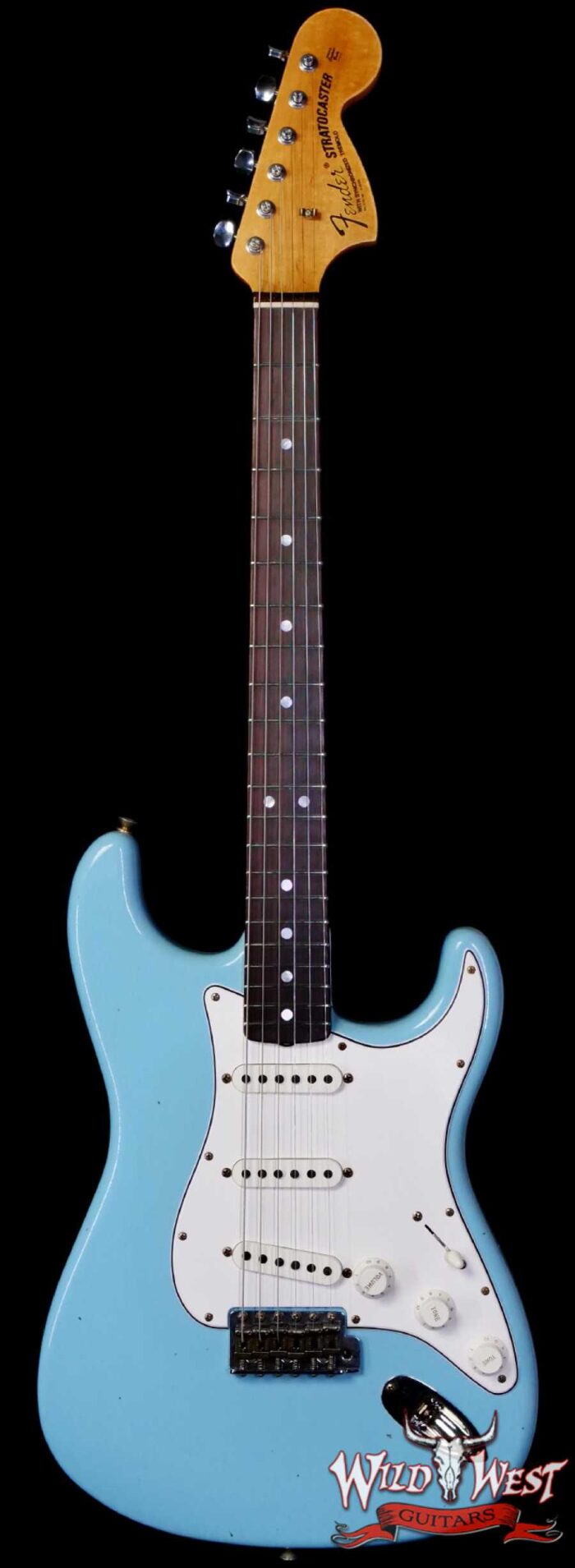 Fender Custom Shop 1969 Stratocaster Maple Neck with Rosewood Fingerboard Journeyman Relic Faded Daphne Blue 7.75 lbs - Image 1
