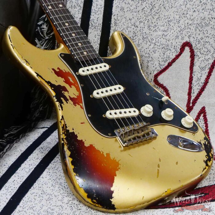 Fender Custom Shop Limited Edition Dual-Mag II Stratocaster Heavy Relic Aztec Gold Over 3 Tone Sunburst - Image 8