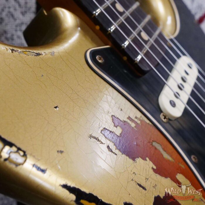 Fender Custom Shop Limited Edition Dual-Mag II Stratocaster Heavy Relic Aztec Gold Over 3 Tone Sunburst - Image 9
