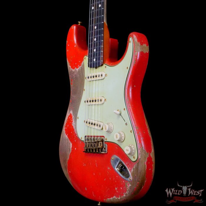 Fender Custom Shop Levi Perry Masterbuilt 1962 Stratocaster Brazilian Rosewood Board Heavy Relic Fiesta Red with Gold Hardware - Image 2