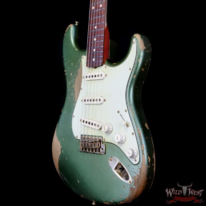Fender Custom Shop Levi Perry Masterbuilt 1962 Stratocaster Brazilian Rosewood Board Heavy Relic Sherwood Green with Gold Hardware - Image 2