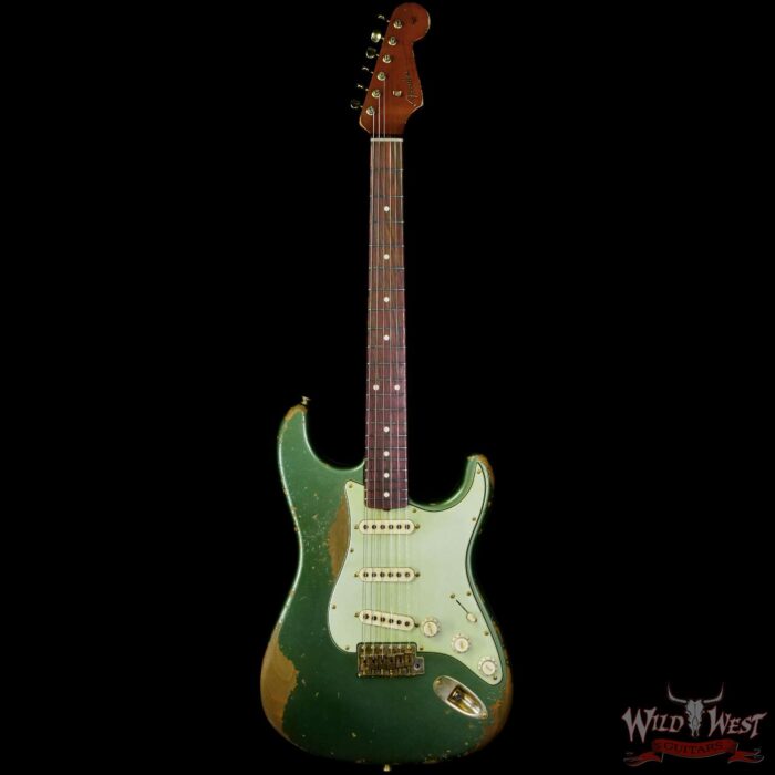 Fender Custom Shop Levi Perry Masterbuilt 1962 Stratocaster Brazilian Rosewood Board Heavy Relic Sherwood Green with Gold Hardware - Image 3