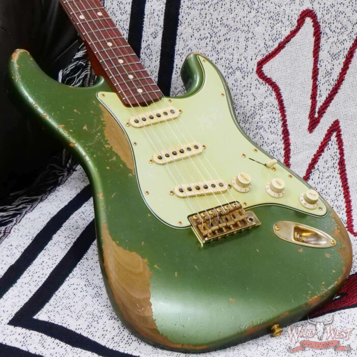 Fender Custom Shop Levi Perry Masterbuilt 1962 Stratocaster Brazilian Rosewood Board Heavy Relic Sherwood Green with Gold Hardware - Image 8