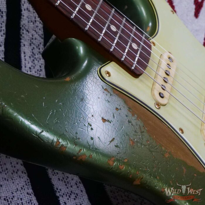 Fender Custom Shop Levi Perry Masterbuilt 1962 Stratocaster Brazilian Rosewood Board Heavy Relic Sherwood Green with Gold Hardware - Image 9
