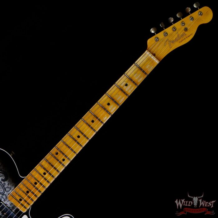 Fender Custom Shop Limited Editon Roasted Pine Double Esquire Thinline Custom Relic Semi-Hollow Maple Neck Aged Black Paisley - Image 5