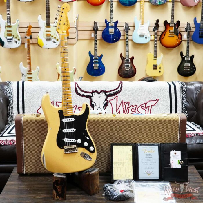 Fender Custom Shop Limited Edition 70th Anniversary 1954 Stratocaster Relic Nocaster Blonde with Black Pickguard 7.55 LBS - Image 6