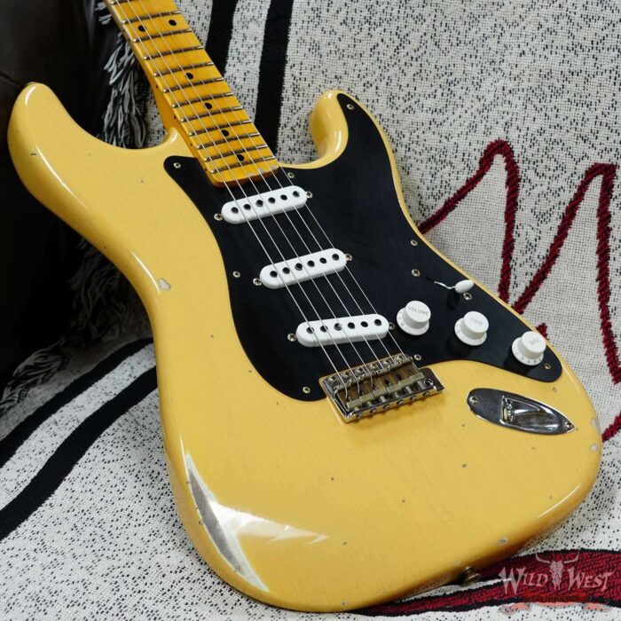 Fender Custom Shop Limited Edition 70th Anniversary 1954 Stratocaster Relic Nocaster Blonde with Black Pickguard 7.55 LBS - Image 8