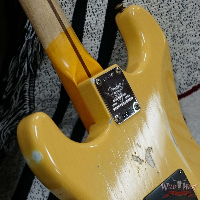 Fender Custom Shop Limited Edition 70th Anniversary 1954 Stratocaster Relic Nocaster Blonde with Black Pickguard 7.55 LBS - Image 13
